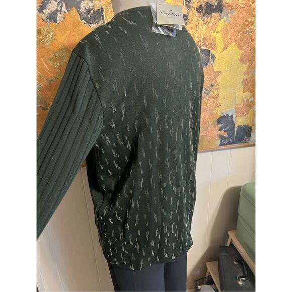 NWT $259 Cellini Italy Wool Blend Green Cardigan W/Glitter Accents Fabulous Clas - Picture 3 of 14